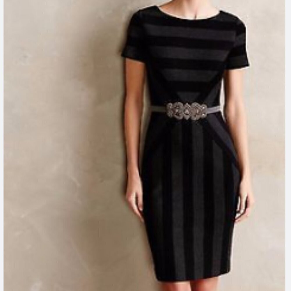 Maeve Geoplane Printed‎ Dress in Black & Gray sz 12P